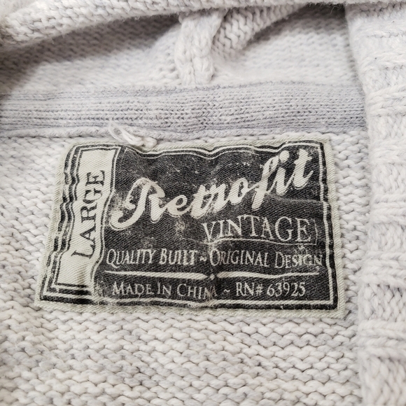 Retrofit Vintage Mens Cable Knit Sweater Hoodie Size Large - Picture 4 of 8